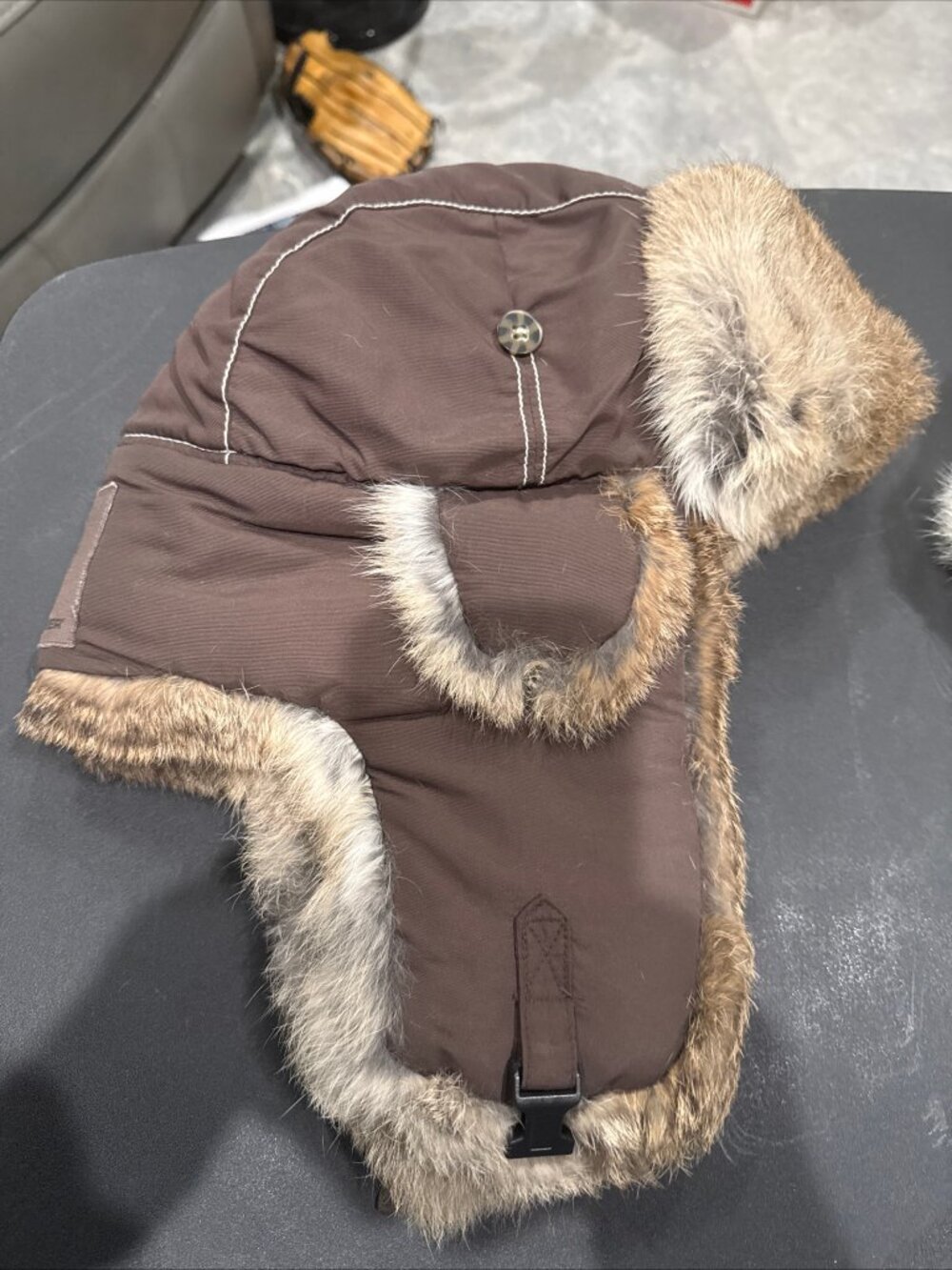 Mad Bomber Men's Natural Rabbit Fur Trapper Ushanka Bomber Hat Brown Sz L
